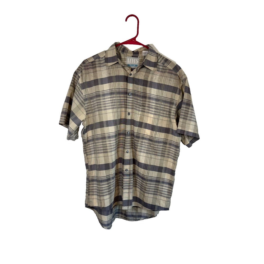 Levi's Shirt Mens‎ Medium Multicolor Plaid Cotton Logo Pleated Casual Button Up